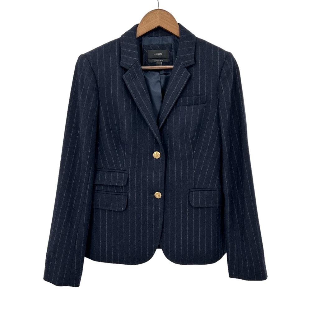 J. Crew Navy Pinstripe Blazer with Gold Buttons